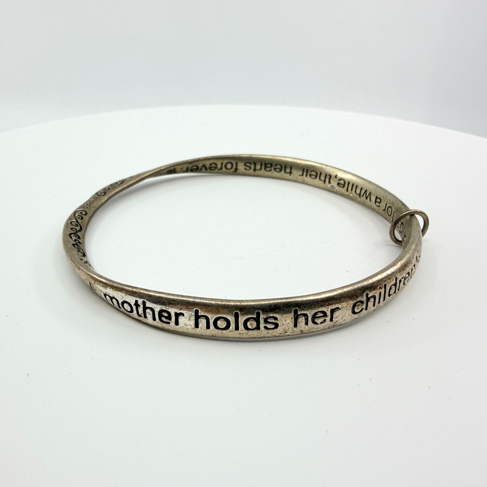 Vintage Silver Tone Mobius Loop Mother Sentiment Bangle Bracelet
